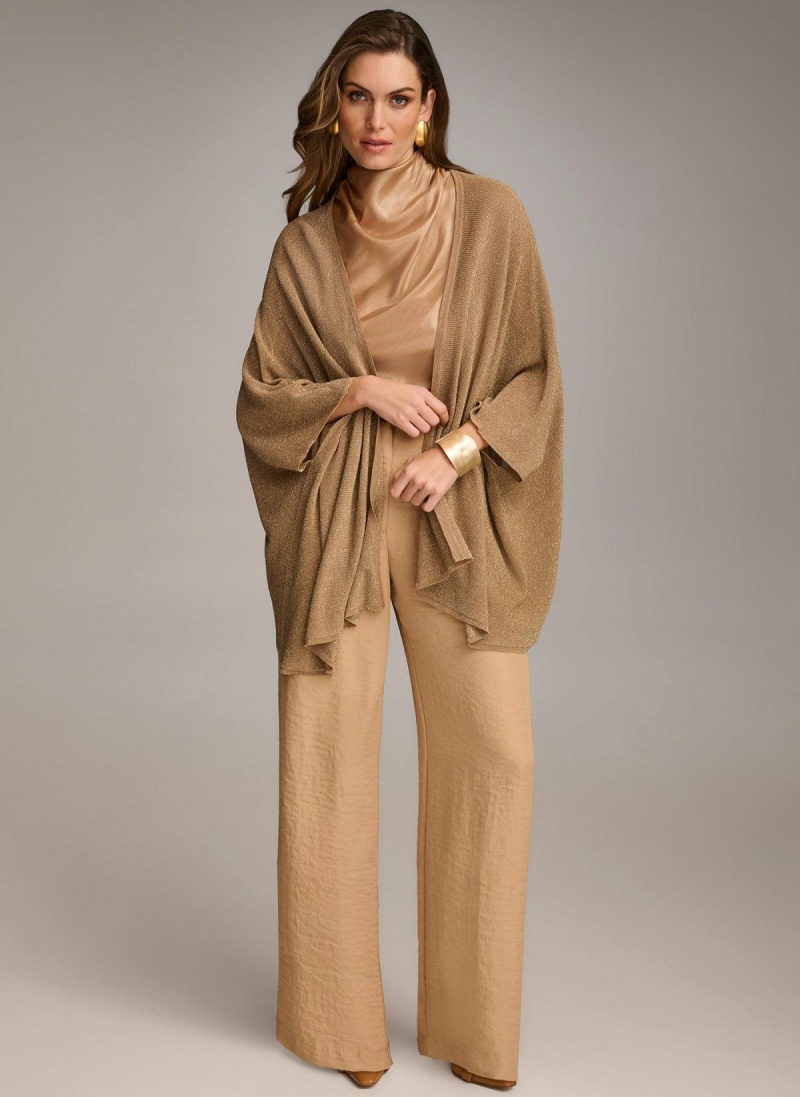 Donna Karan Lurex Cardigan Sweaters and Tops Gold | AU_DK28979