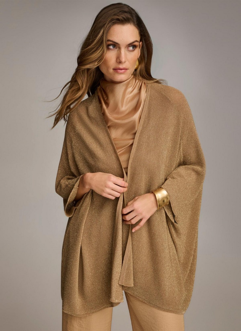 Donna Karan Lurex Cardigan Sweaters and Tops Gold | AU_DK28979