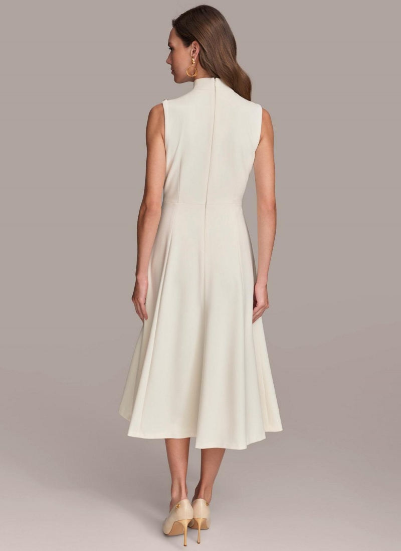 Donna Karan Mock Neck Midi Dress Cream | AU_DK24458