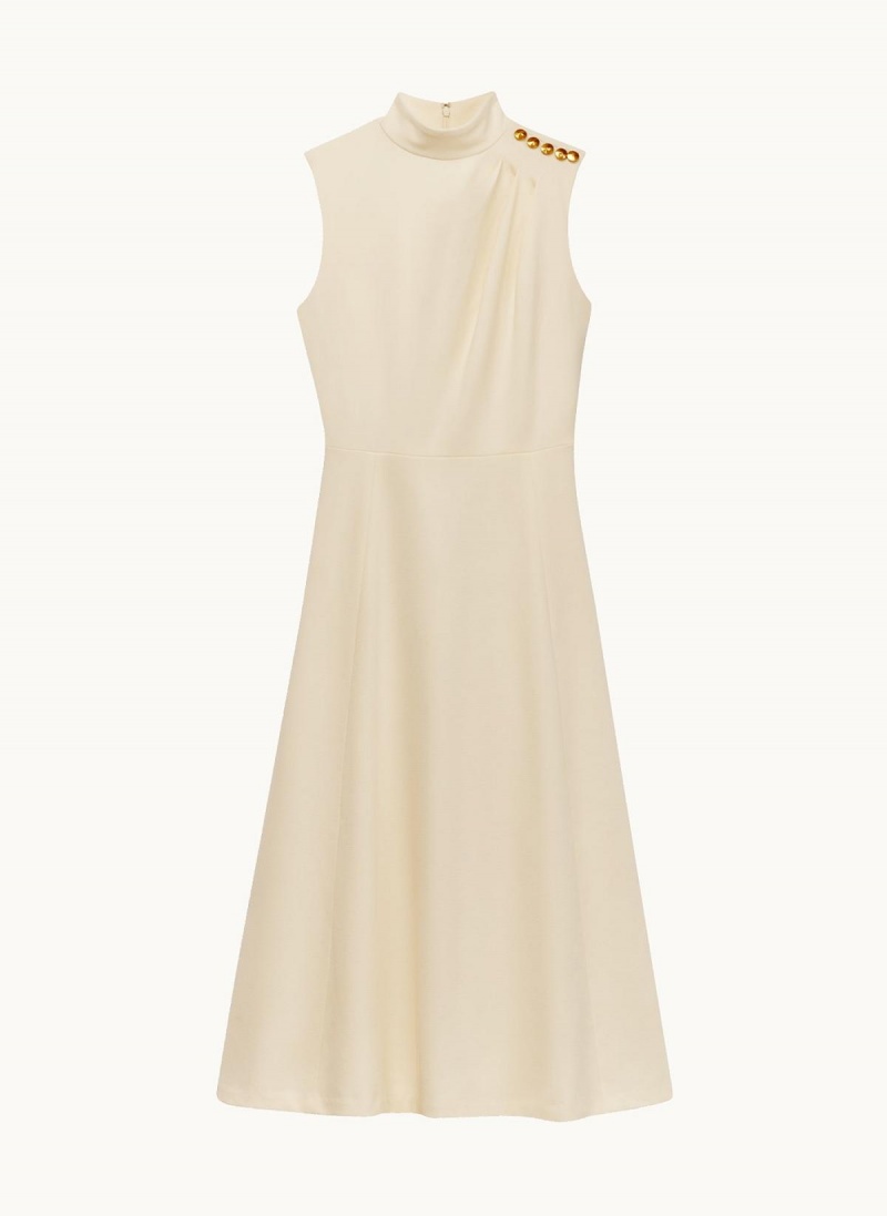 Donna Karan Mock Neck Midi Dress Cream | AU_DK24458