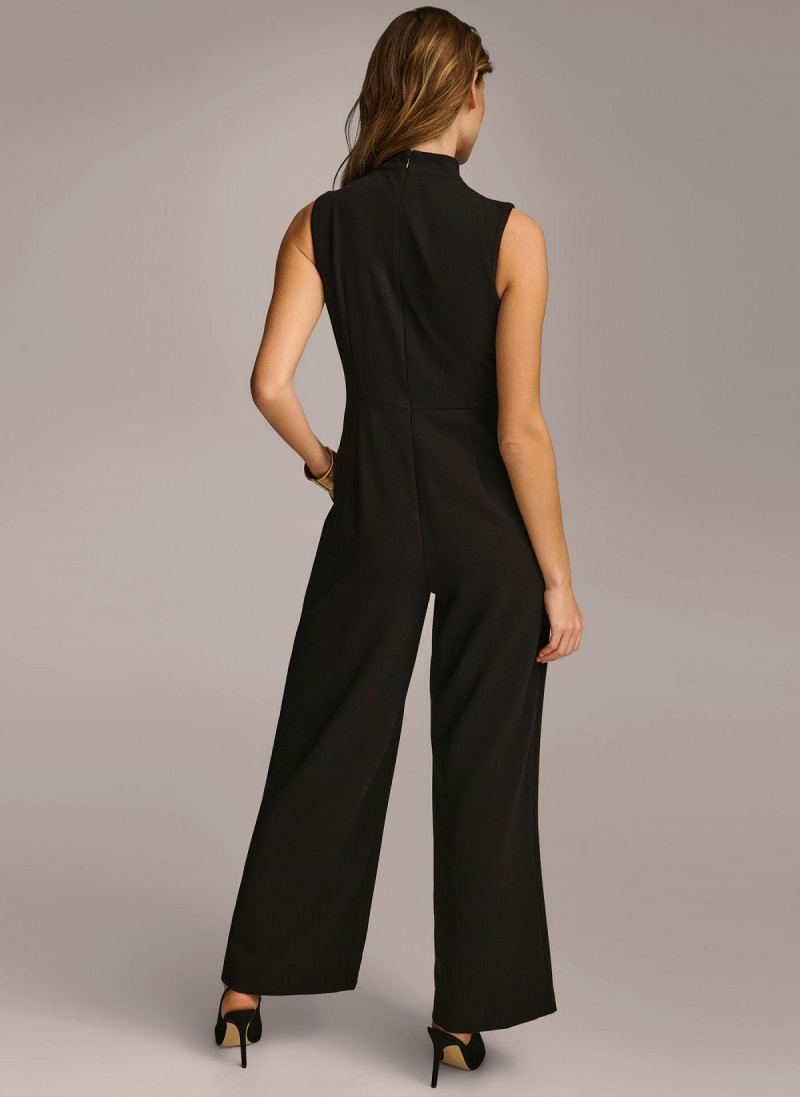 Donna Karan Mock Neck With Pockets Jumpsuit Black | AU_DK16201