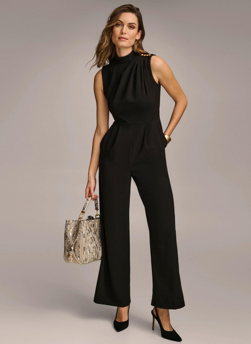 Donna Karan Mock Neck With Pockets Jumpsuit Black | AU_DK16201