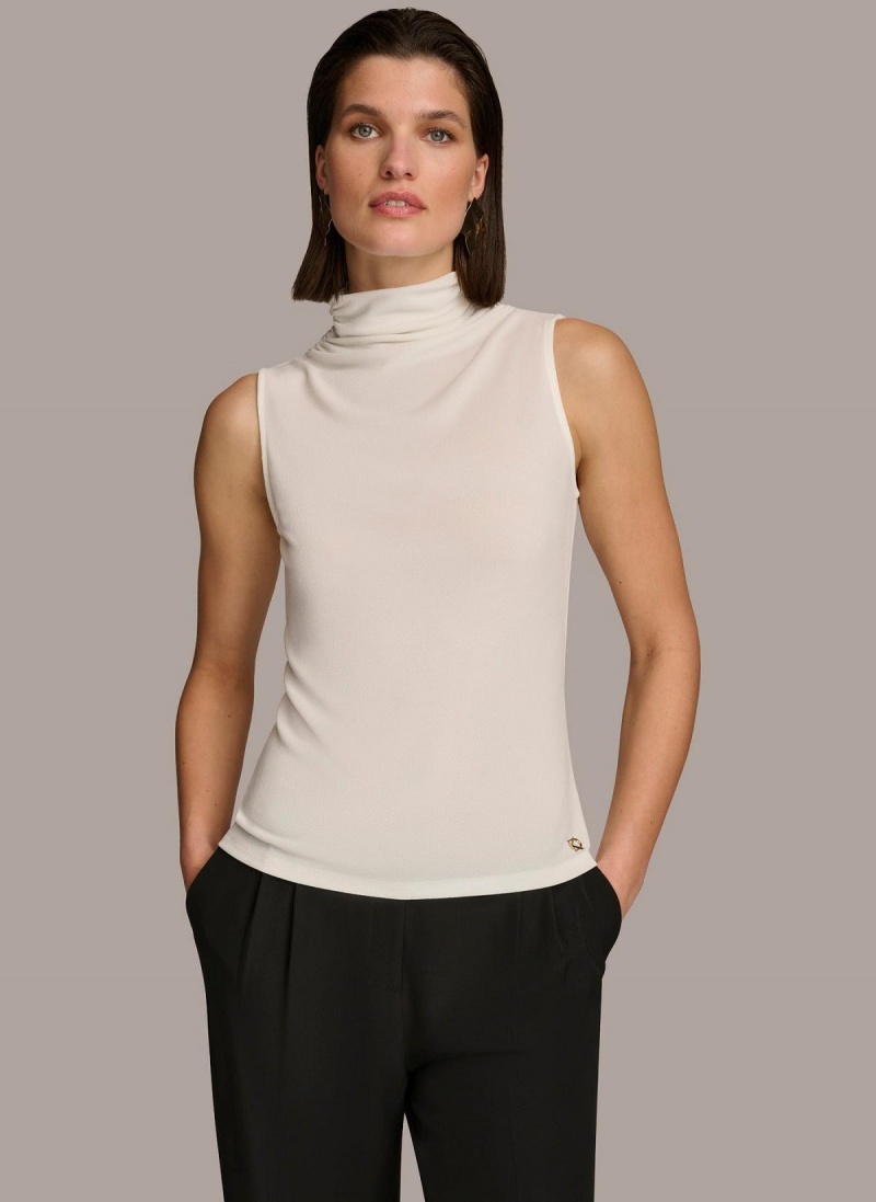 Donna Karan Mockneck Sweaters and Tops Cream | AU_DK64898