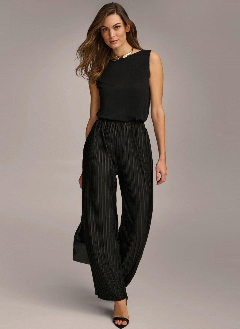 Donna Karan Pleated Pull On Pants Black | AU_DK12929