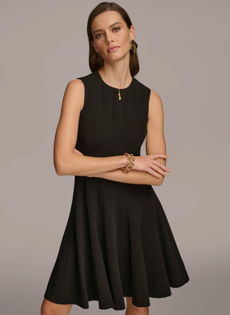 Donna Karan Pleated Skirt Dress Black | AU_DK14455