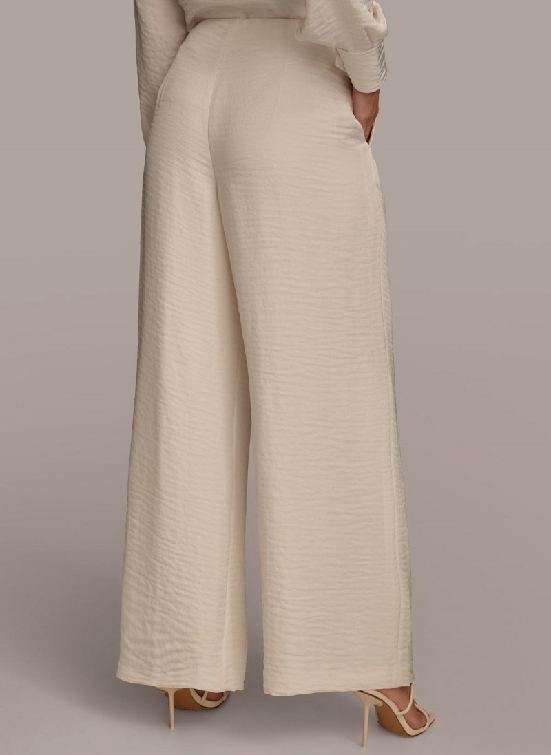 Donna Karan Pleated Wide Leg Pants Cream | AU_DK95433