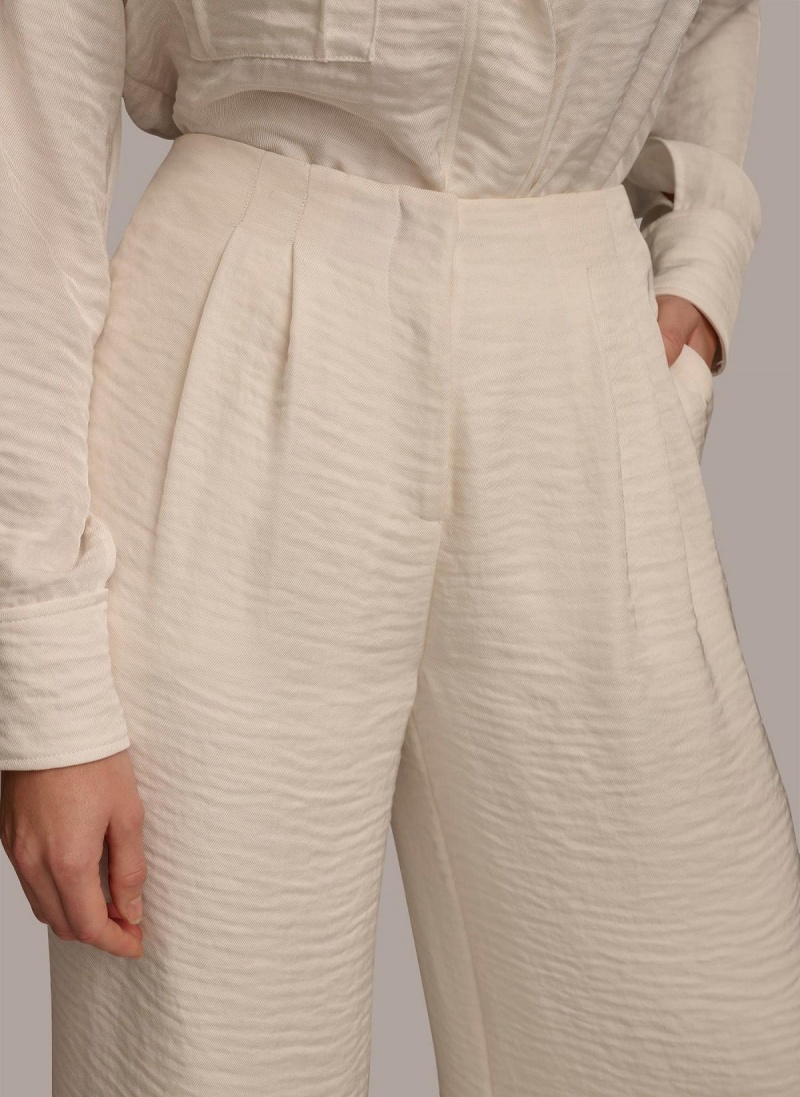 Donna Karan Pleated Wide Leg Pants Cream | AU_DK95433