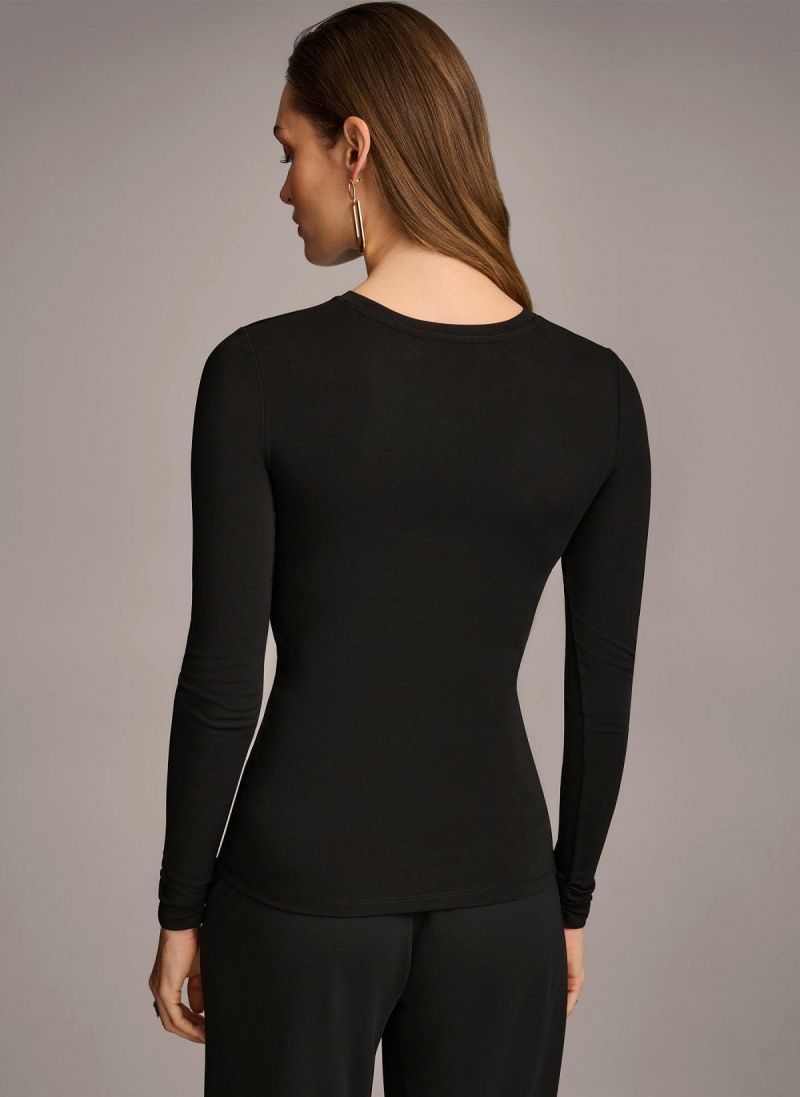 Donna Karan Ruched Detail Sweaters and Tops Black | AU_DK31279