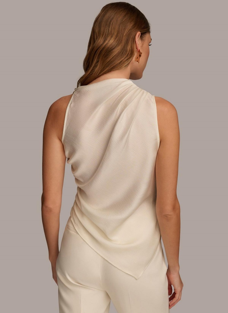 Donna Karan Ruched With Angled Hem Sweaters and Tops Cream | AU_DK87344