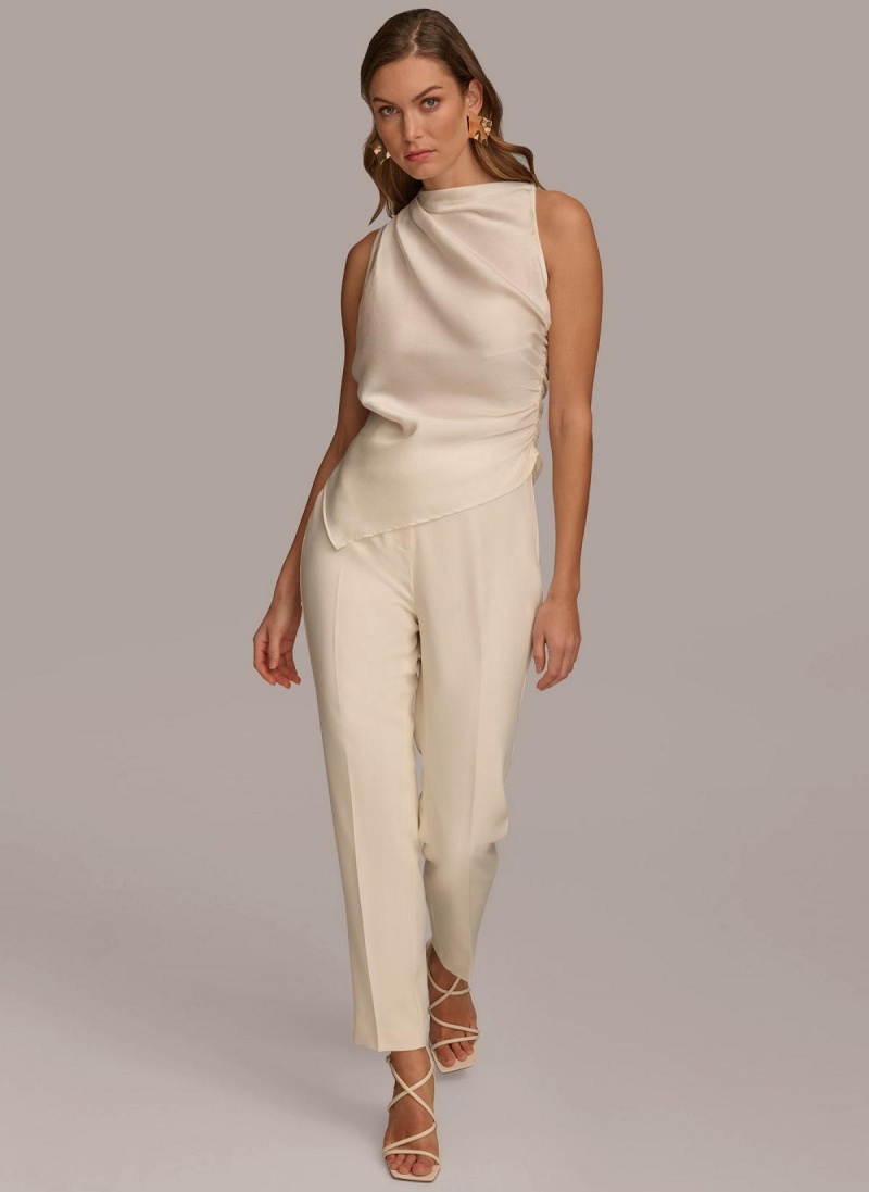 Donna Karan Ruched With Angled Hem Sweaters and Tops Cream | AU_DK87344