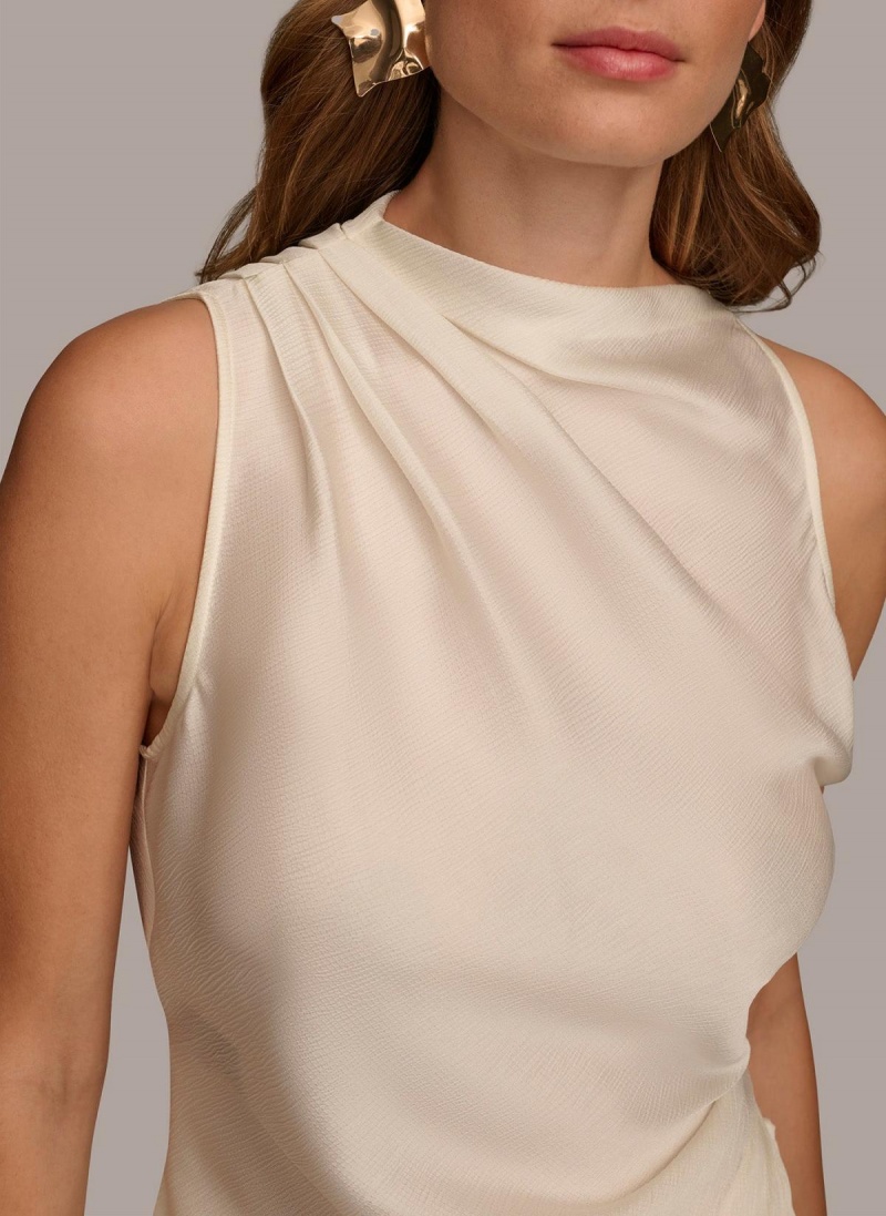 Donna Karan Ruched With Angled Hem Sweaters and Tops Cream | AU_DK87344