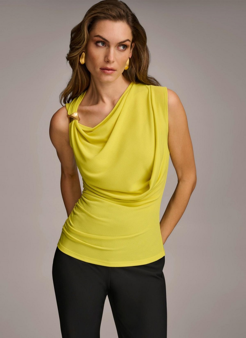 Donna Karan Shoulder Hardware Sweaters and Tops Yellow | AU_DK31878