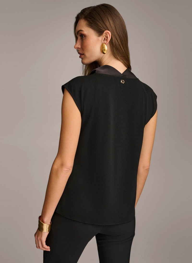 Donna Karan Sleeveless Cowl Neck Sweaters and Tops Black | AU_DK97414