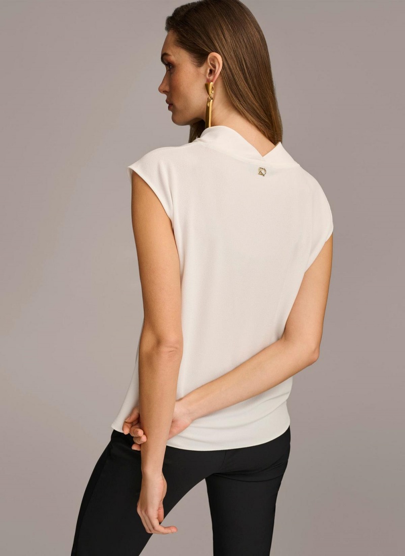 Donna Karan Sleeveless Cowl Neck Sweaters and Tops Cream | AU_DK59702