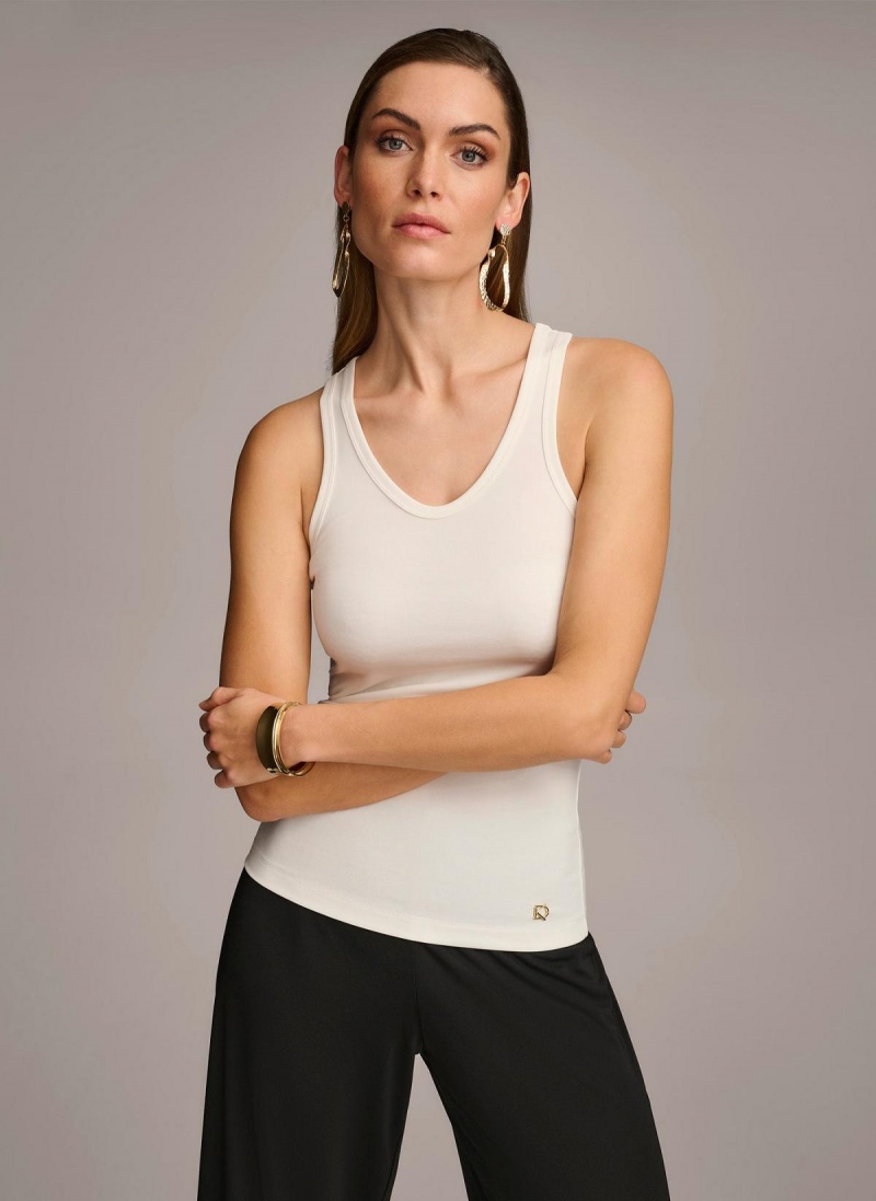 Donna Karan Sleeveless Knit Shell Sweaters and Tops Cream | AU_DK75515