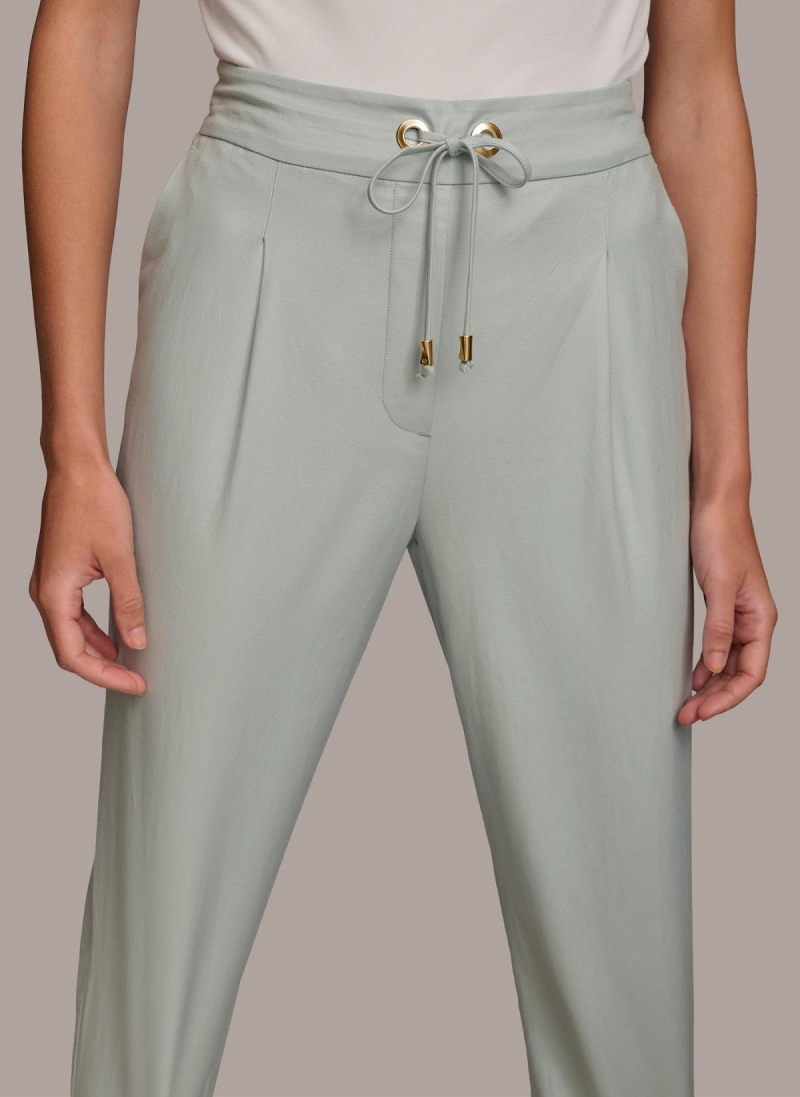 Donna Karan Slim Tie Waist Cuff Pants Blue | AU_DK37556