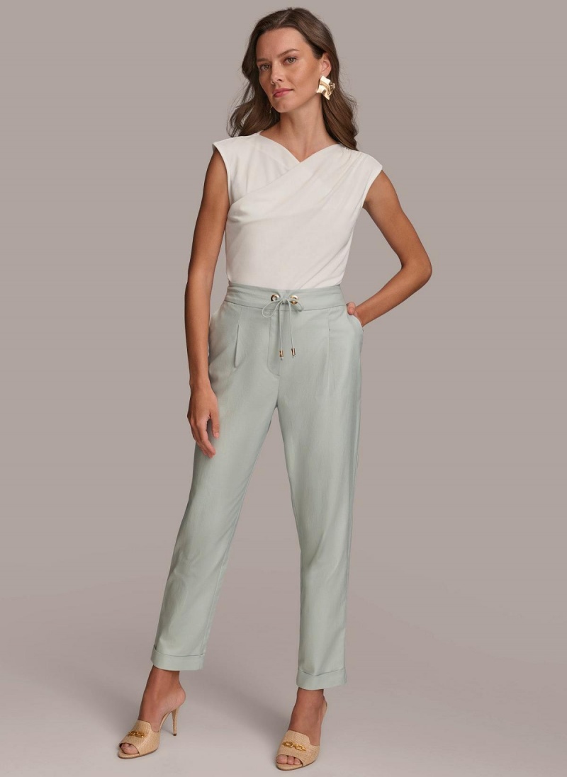 Donna Karan Slim Tie Waist Cuff Pants Blue | AU_DK37556