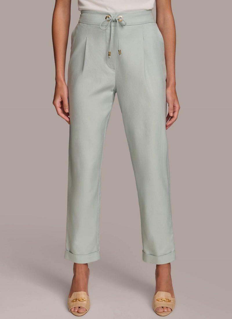 Donna Karan Slim Tie Waist Cuff Pants Blue | AU_DK37556