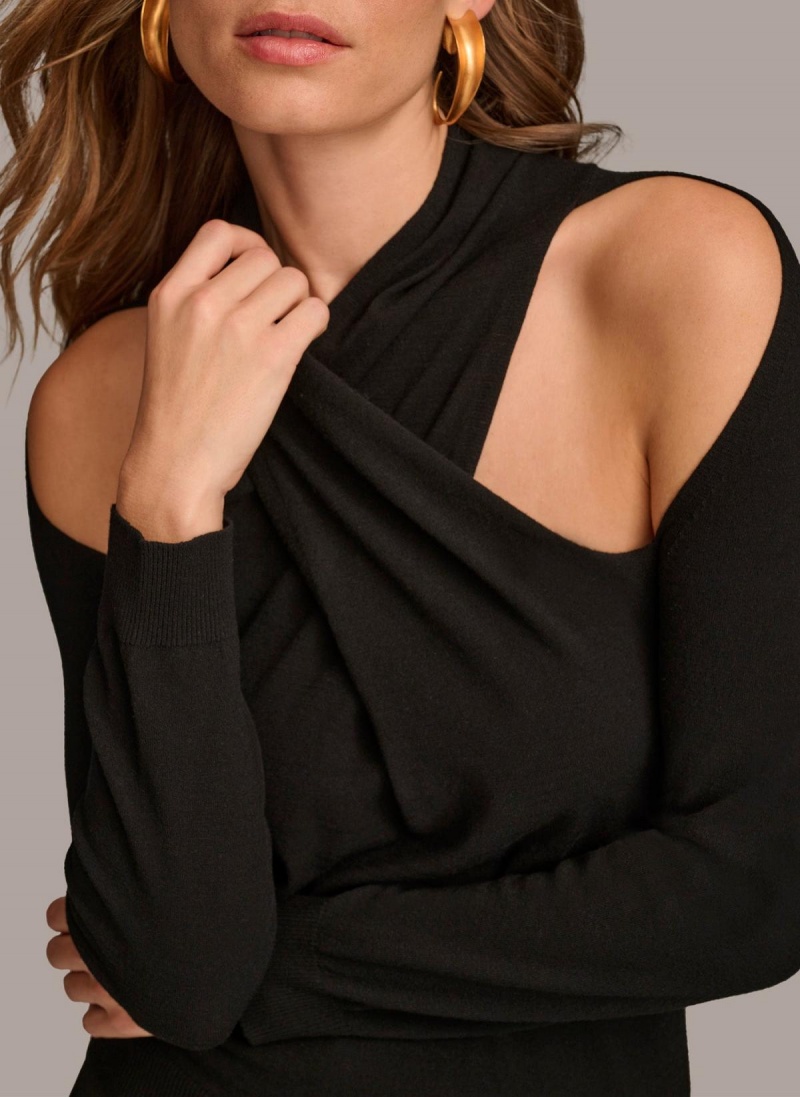 Donna Karan Twist Front Sweaters and Tops Black | AU_DK24897