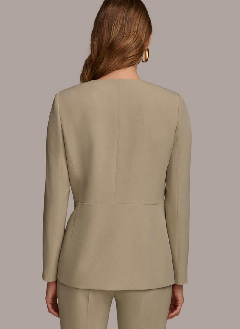 Donna Karan V Neck Cinched Closure Jacket Light Green | AU_DK98521