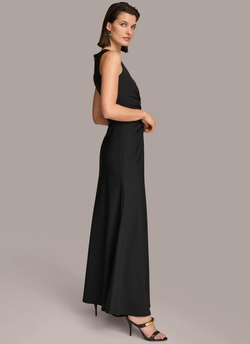 Donna Karan Vneck Twist Front Gown Dress Black | AU_DK18199