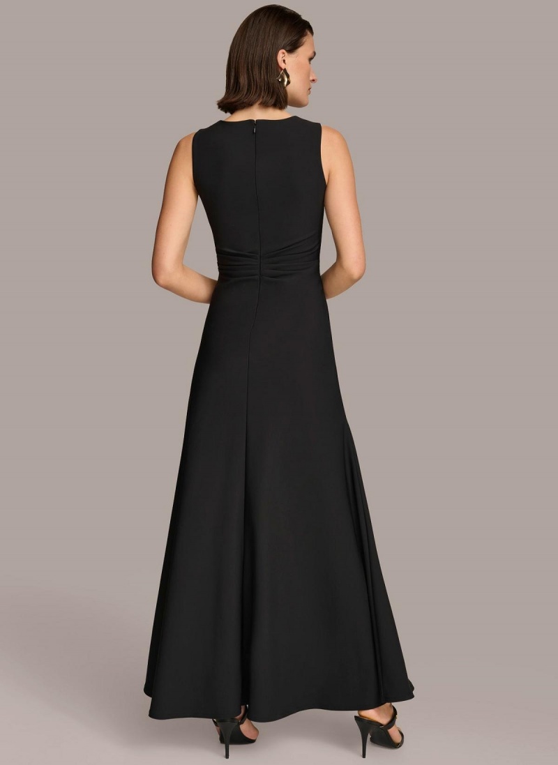 Donna Karan Vneck Twist Front Gown Dress Black | AU_DK18199