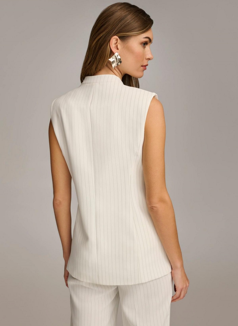 Donna Karan V-neck Vest Jacket White | AU_DK49924