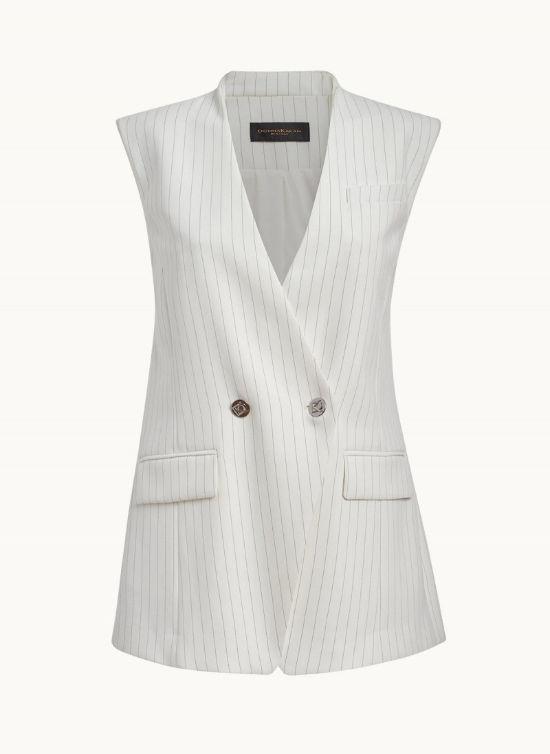 Donna Karan V-neck Vest Jacket White | AU_DK49924