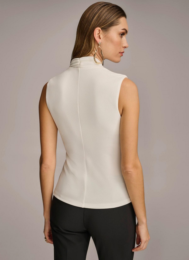 Donna Karan V-neck With Hardware And Ruched Detail Sweaters and Tops Cream | AU_DK23967