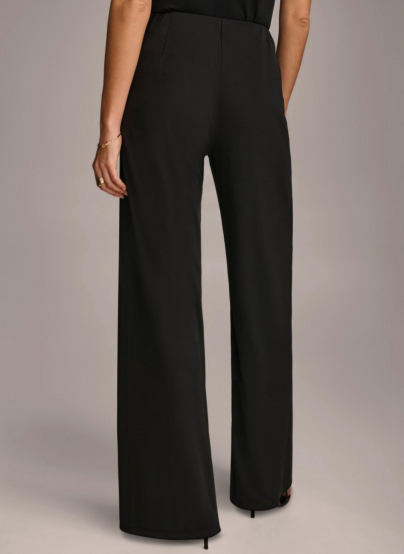 Donna Karan Wide Leg Flat Front Pants Black | AU_DK97812