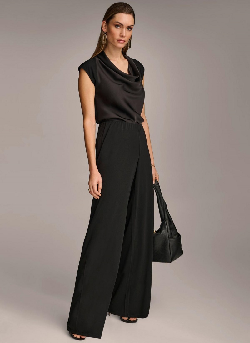 Donna Karan Wide Leg Flat Front Pants Black | AU_DK97812