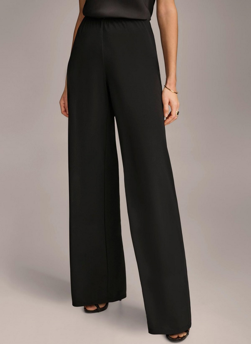 Donna Karan Wide Leg Flat Front Pants Black | AU_DK97812