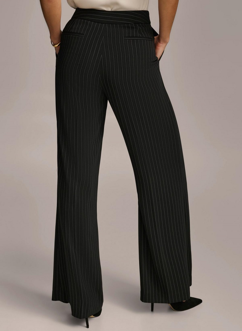 Donna Karan Wide Leg Pinstripe Pants Black | AU_DK48201