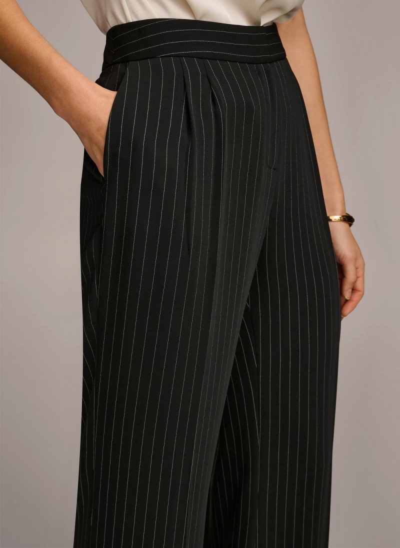 Donna Karan Wide Leg Pinstripe Pants Black | AU_DK48201