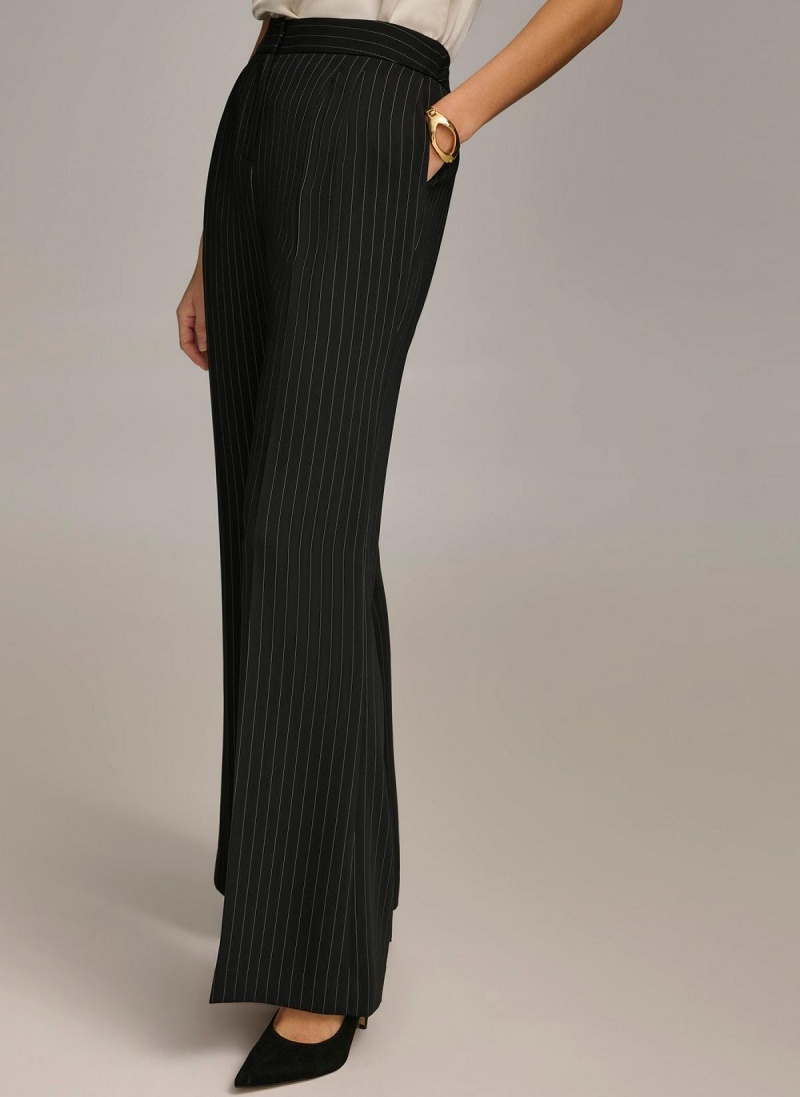 Donna Karan Wide Leg Pinstripe Pants Black | AU_DK48201