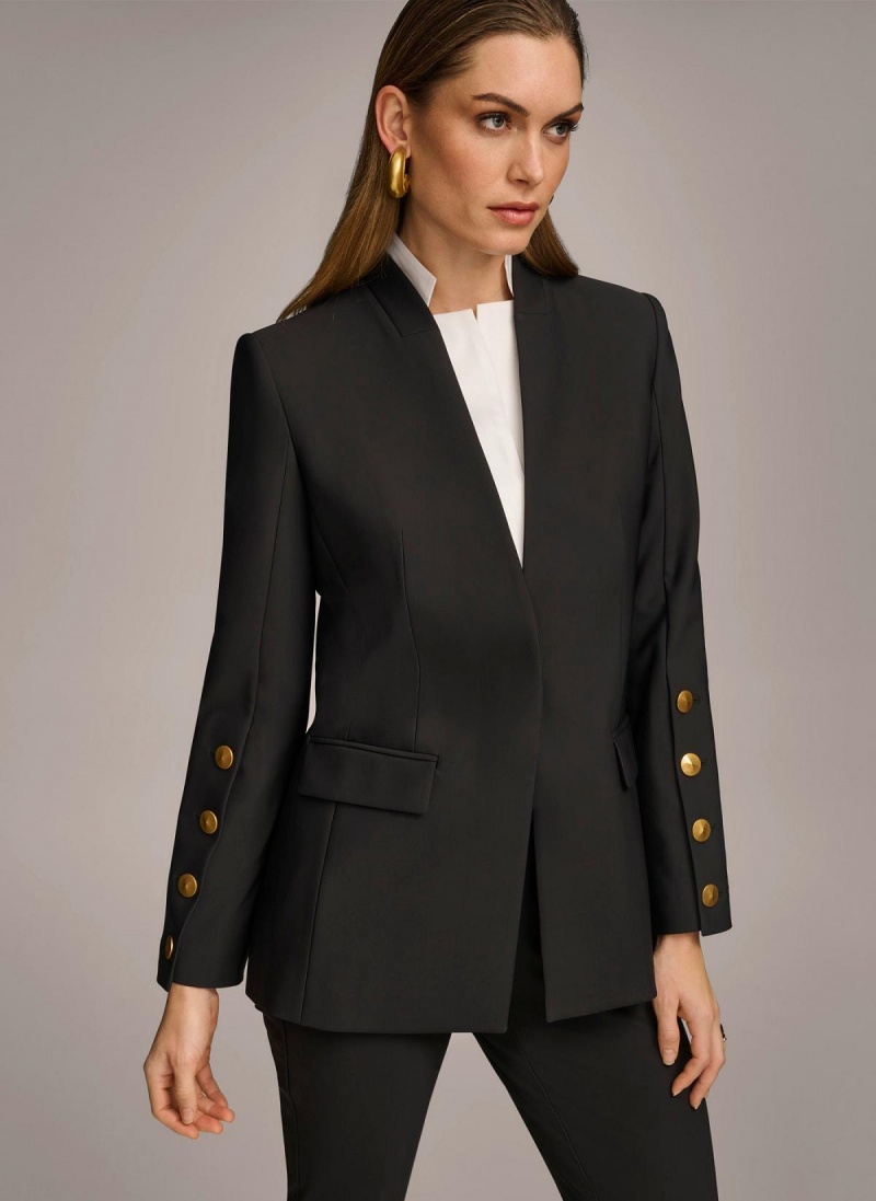 Donna Karan With Button Details On Sleeve Jacket Black | AU_DK98538