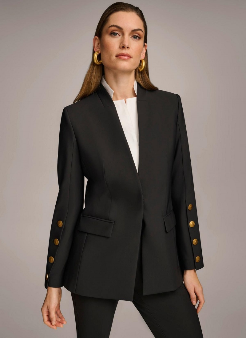 Donna Karan With Button Details On Sleeve Jacket Black | AU_DK98538