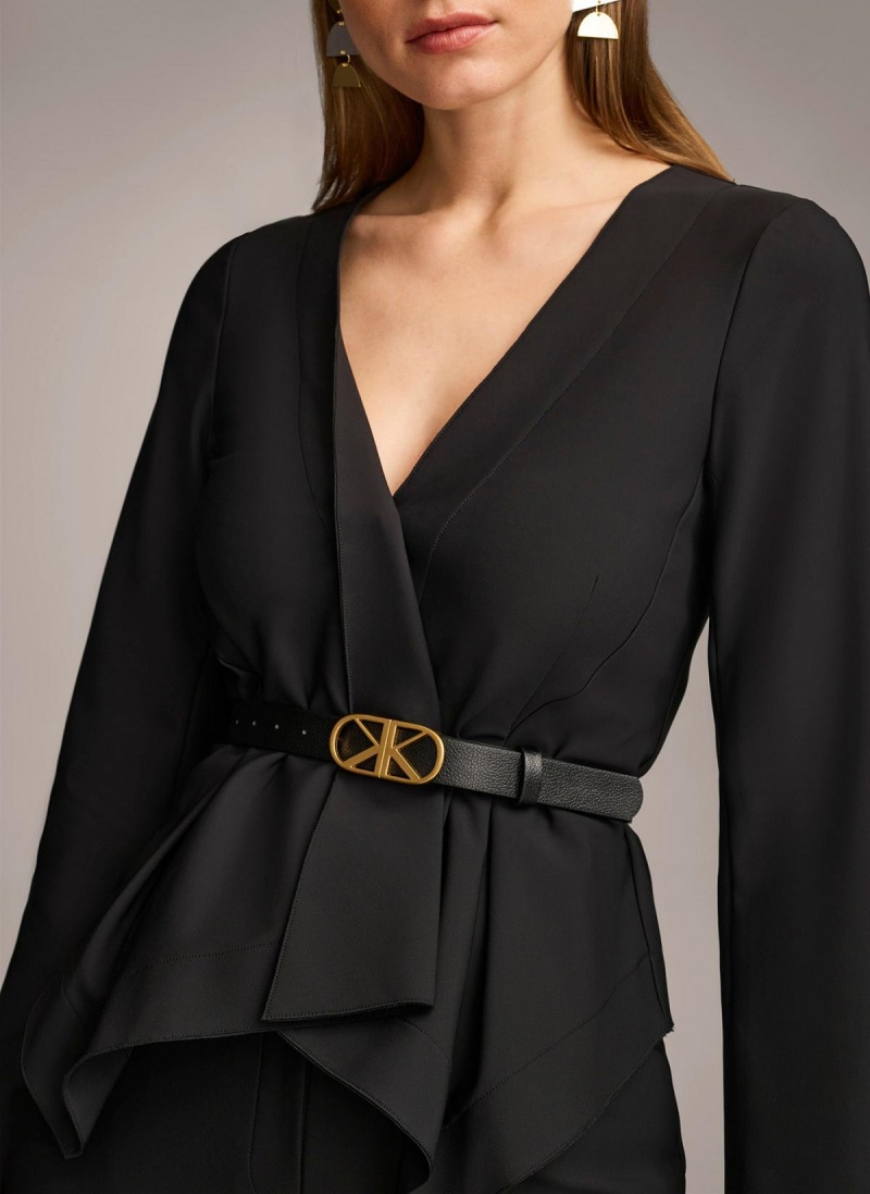 Donna Karan Wrap Jacket With Belt Sweaters and Tops Black | AU_DK47357