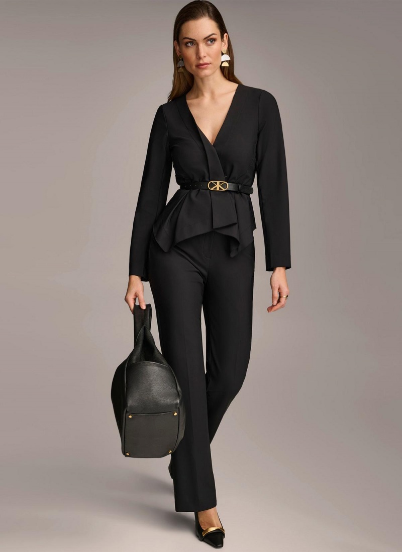 Donna Karan Wrap Jacket With Belt Sweaters and Tops Black | AU_DK47357